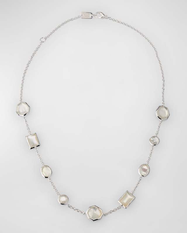 Rock Candy Mixed-Cut Mother-of-Pearl Station Necklace, 16-18"